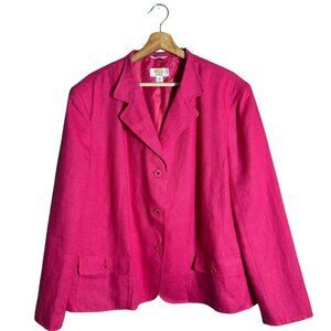 Talbots Irish Linen Blazer Suit Jacket Women's 18W Pink Career Interview Classic